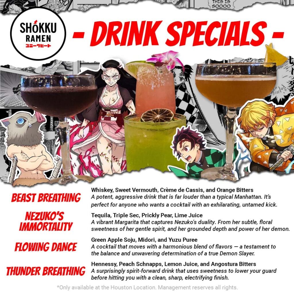 Shokku Ramen Houston Cocktail Drink Specials
